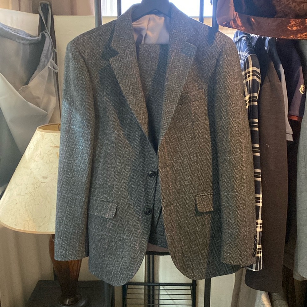 COPY - Moss London Herringbone windowpane gray suit pants and jacket